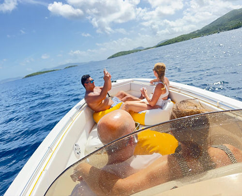captained boat charter guests enjoying the day